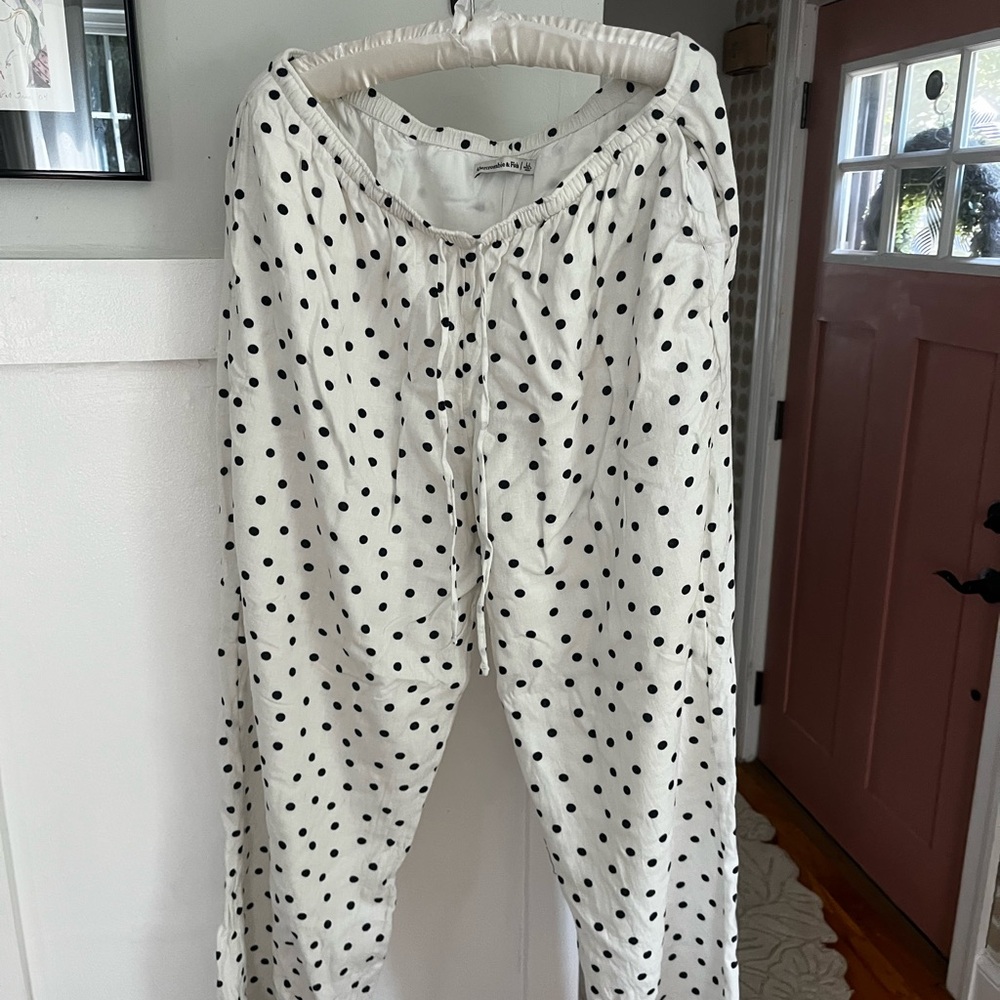 Abercrombie pull on wide leg linen pants - L tall